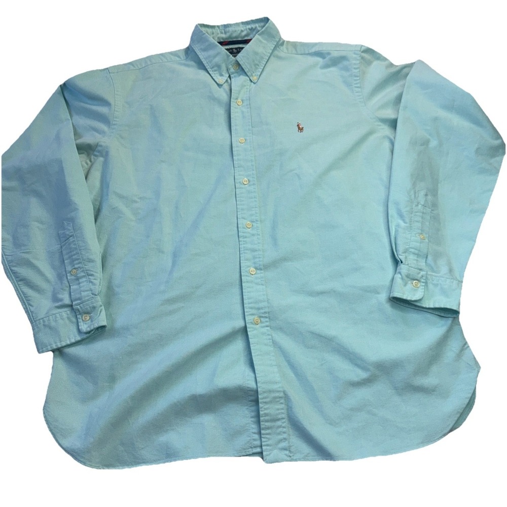 VTG Polo Ralph Lauren Custom Fit Shirt Mens Light Blue Cotton Button Down Preppy - Picture 3 of 15